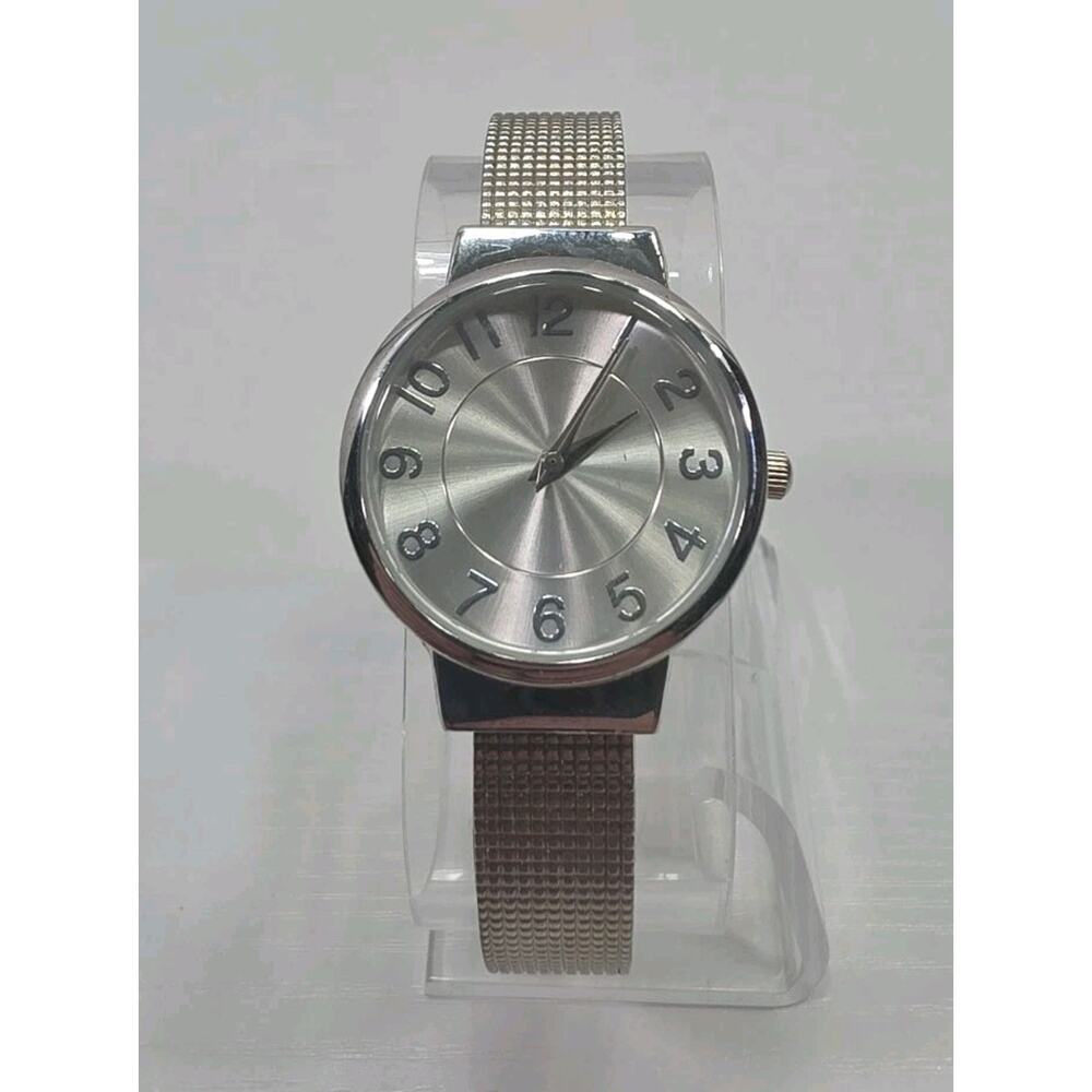 Blekon Women's Silver Tone 30mm Quartz Watch Cuff Bangle New Battery W159